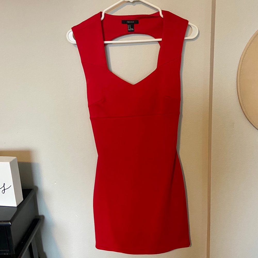 Red Criss-Cross Open Back Mini Dress